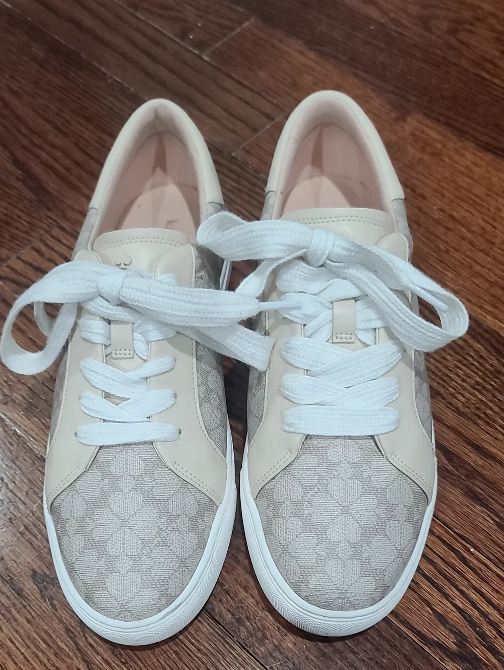 kate spade Cream and White Patterned Lace-Up Sneakers